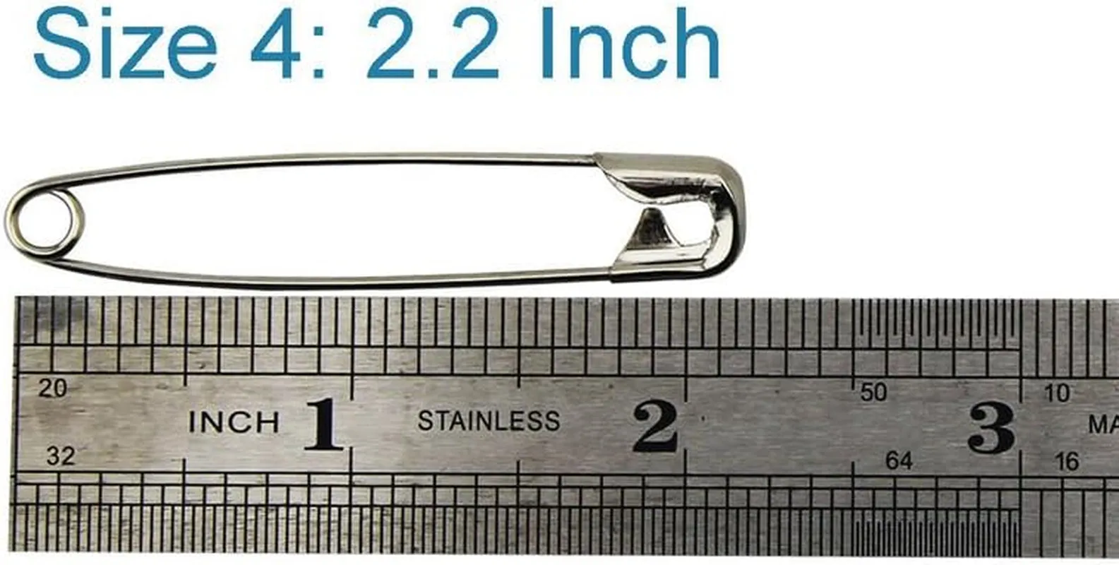 60PCS Large Safety Pins, Durable, Rust-Resistant Nickel Plated Steel Pins Size 4, 2.2Inch /55Mm