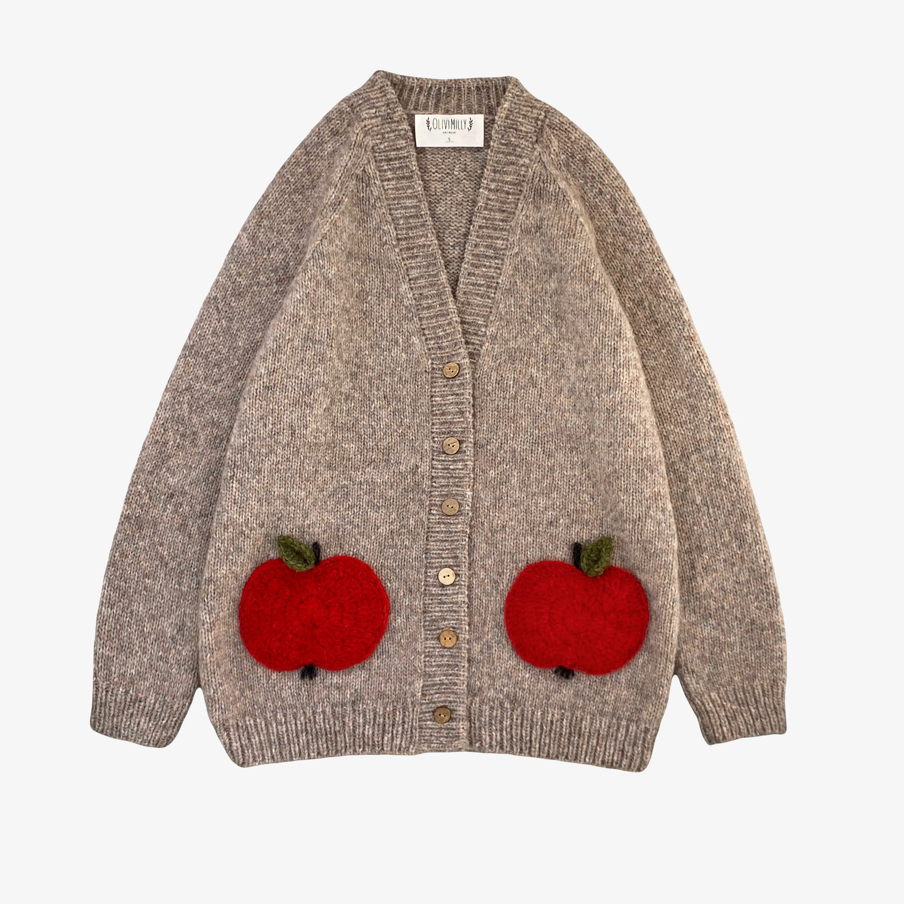 Adult Apple cardigan | Beigebrown