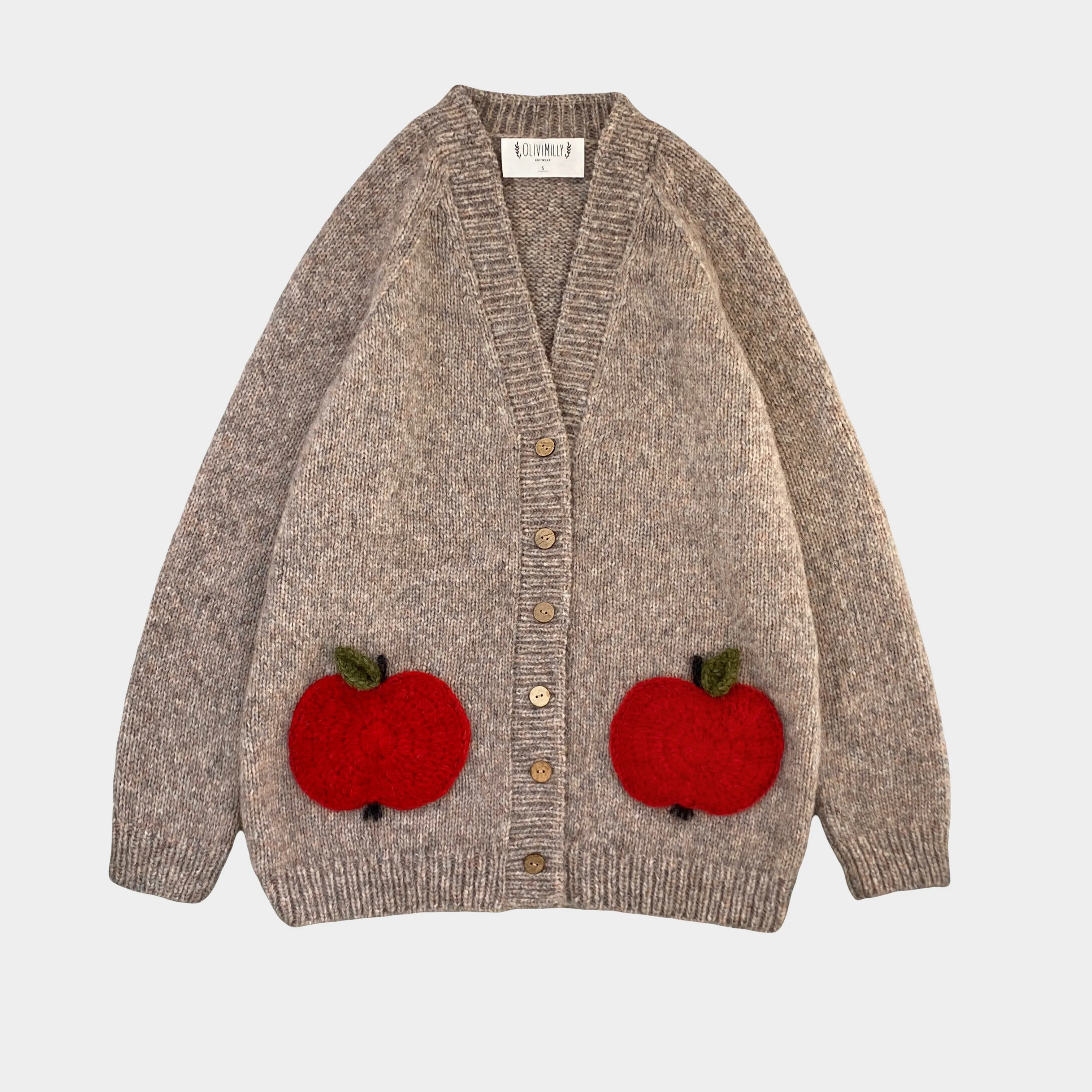 Adult Apple cardigan | Beigebrown