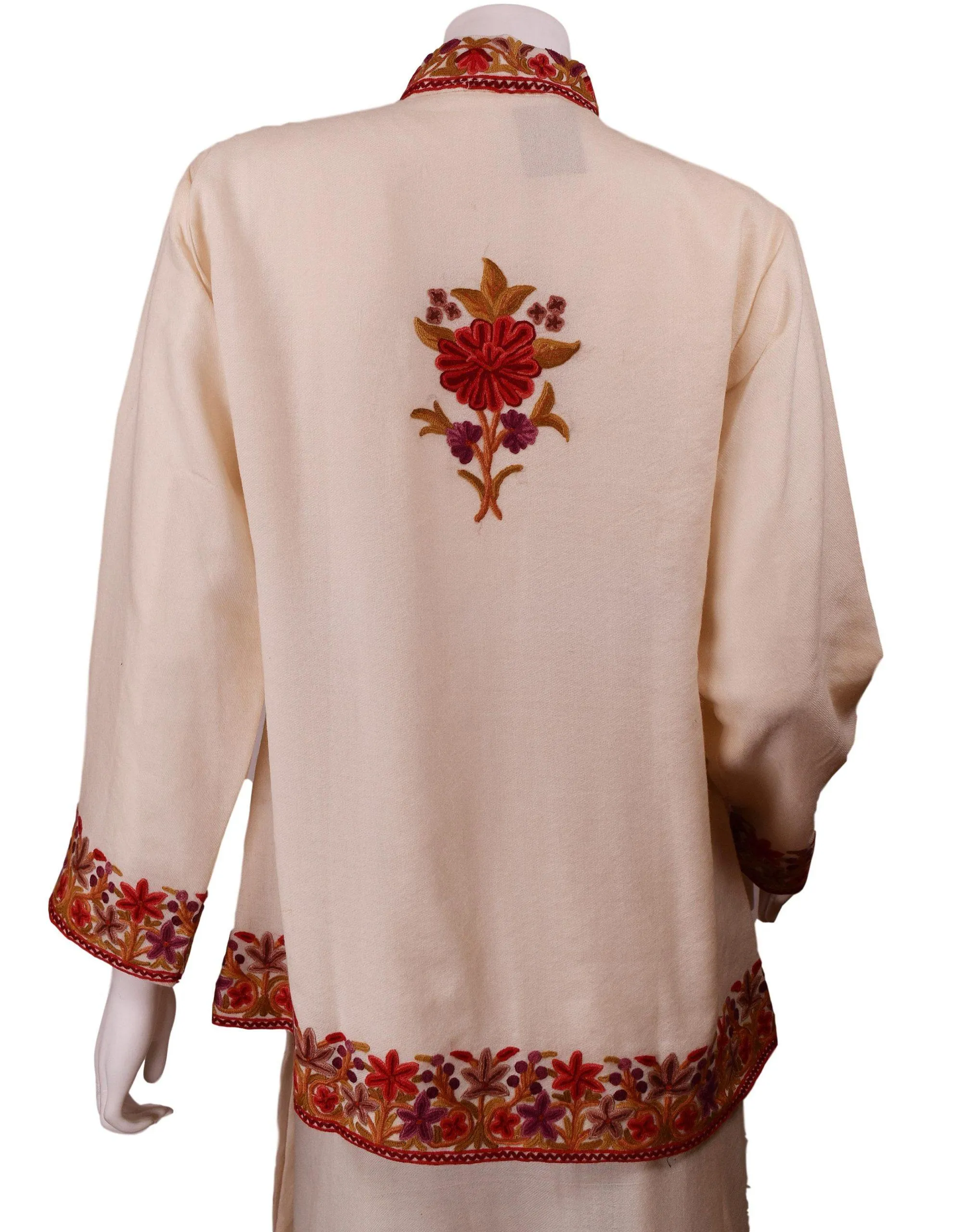 Aphrodite Jacket Skirt Dress Dinner Jacket Evening Dress Coat Floral Hand Embroidered Kashmir