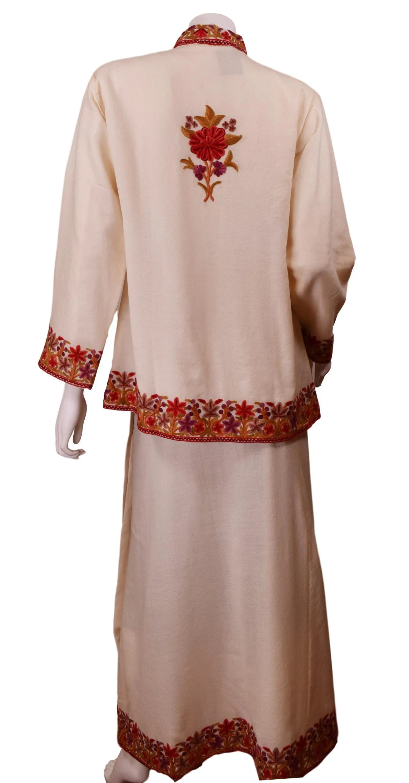 Aphrodite Jacket Skirt Dress Dinner Jacket Evening Dress Coat Floral Hand Embroidered Kashmir