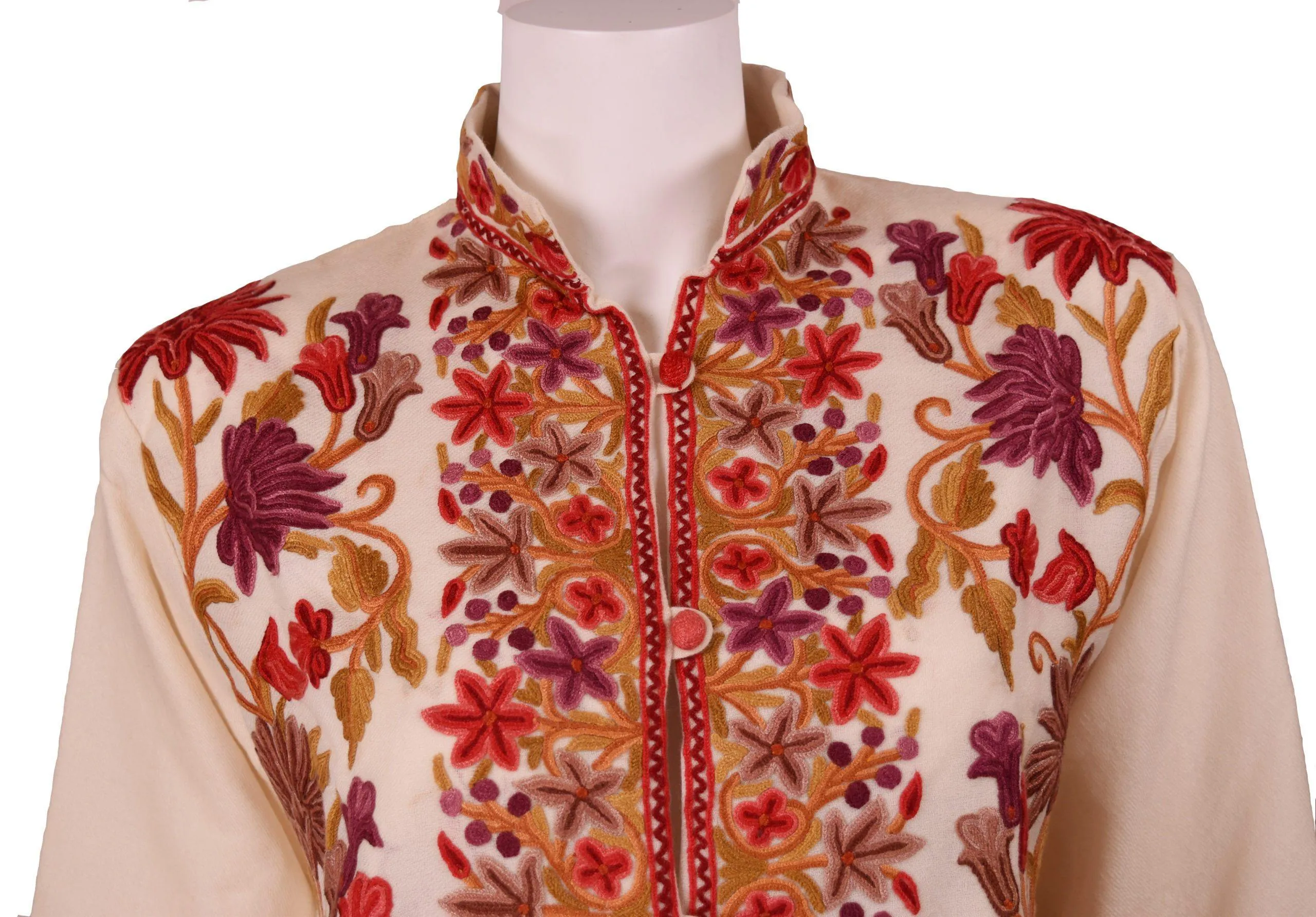 Aphrodite Jacket Skirt Dress Dinner Jacket Evening Dress Coat Floral Hand Embroidered Kashmir