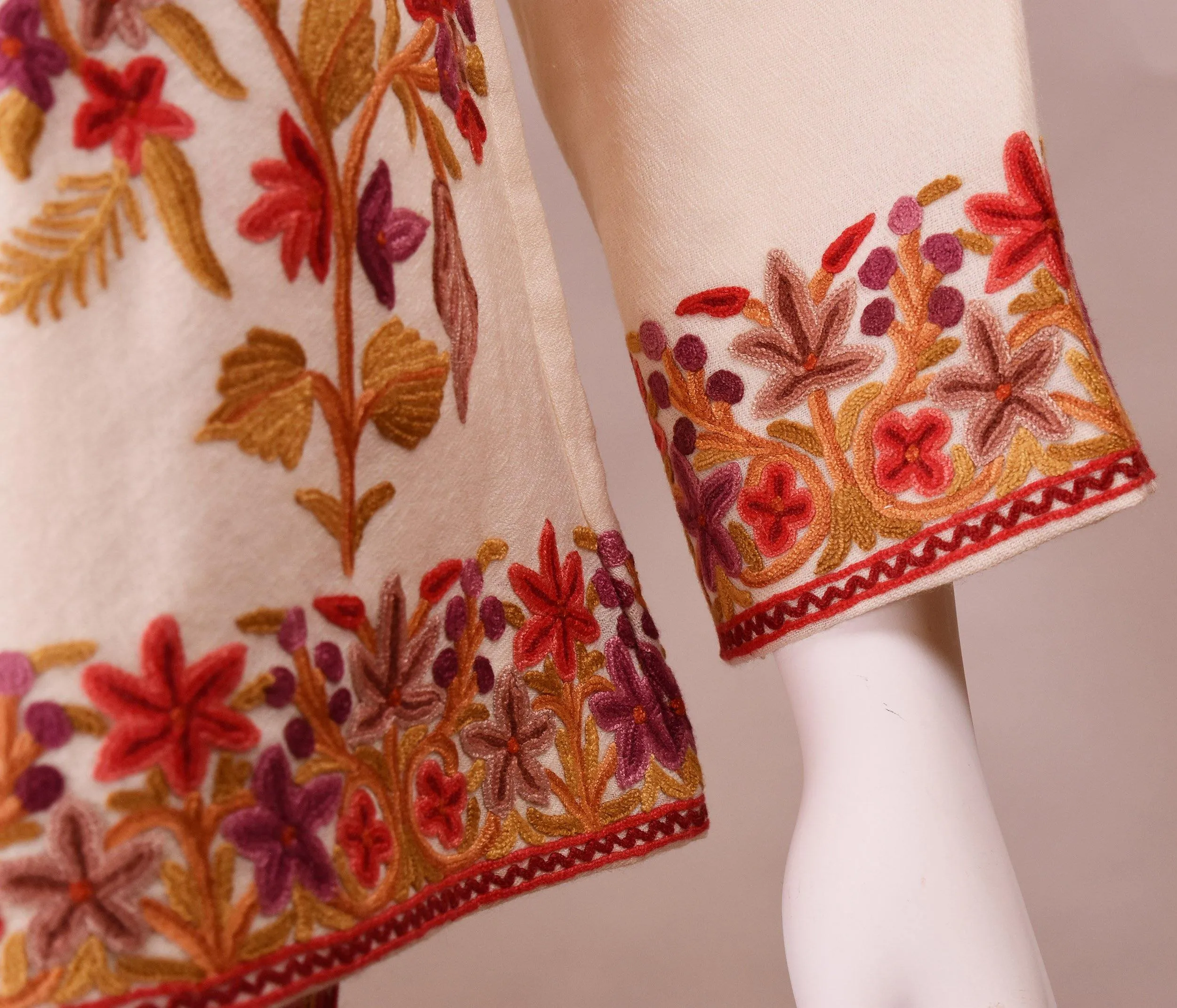 Aphrodite Jacket Skirt Dress Dinner Jacket Evening Dress Coat Floral Hand Embroidered Kashmir