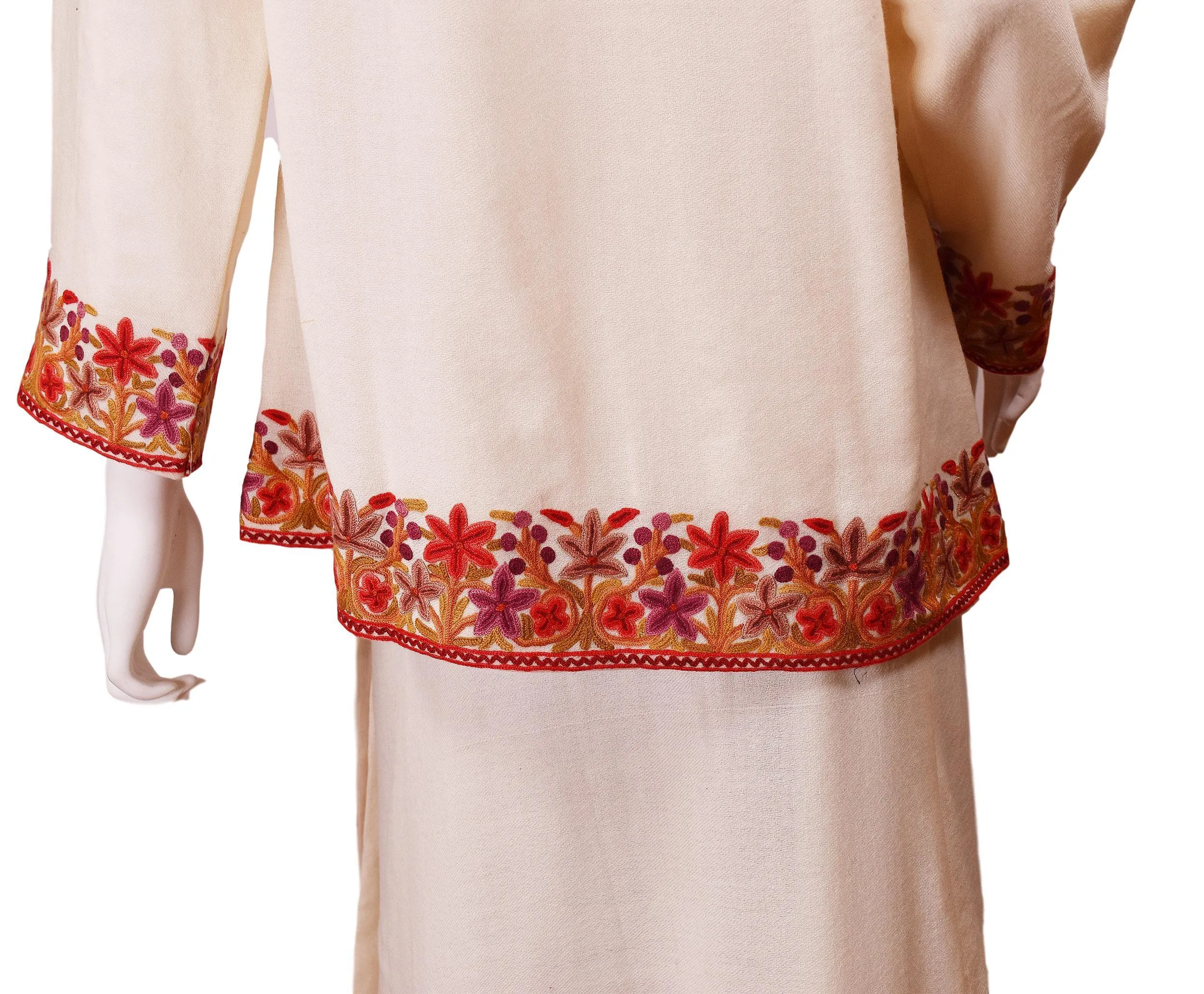 Aphrodite Jacket Skirt Dress Dinner Jacket Evening Dress Coat Floral Hand Embroidered Kashmir