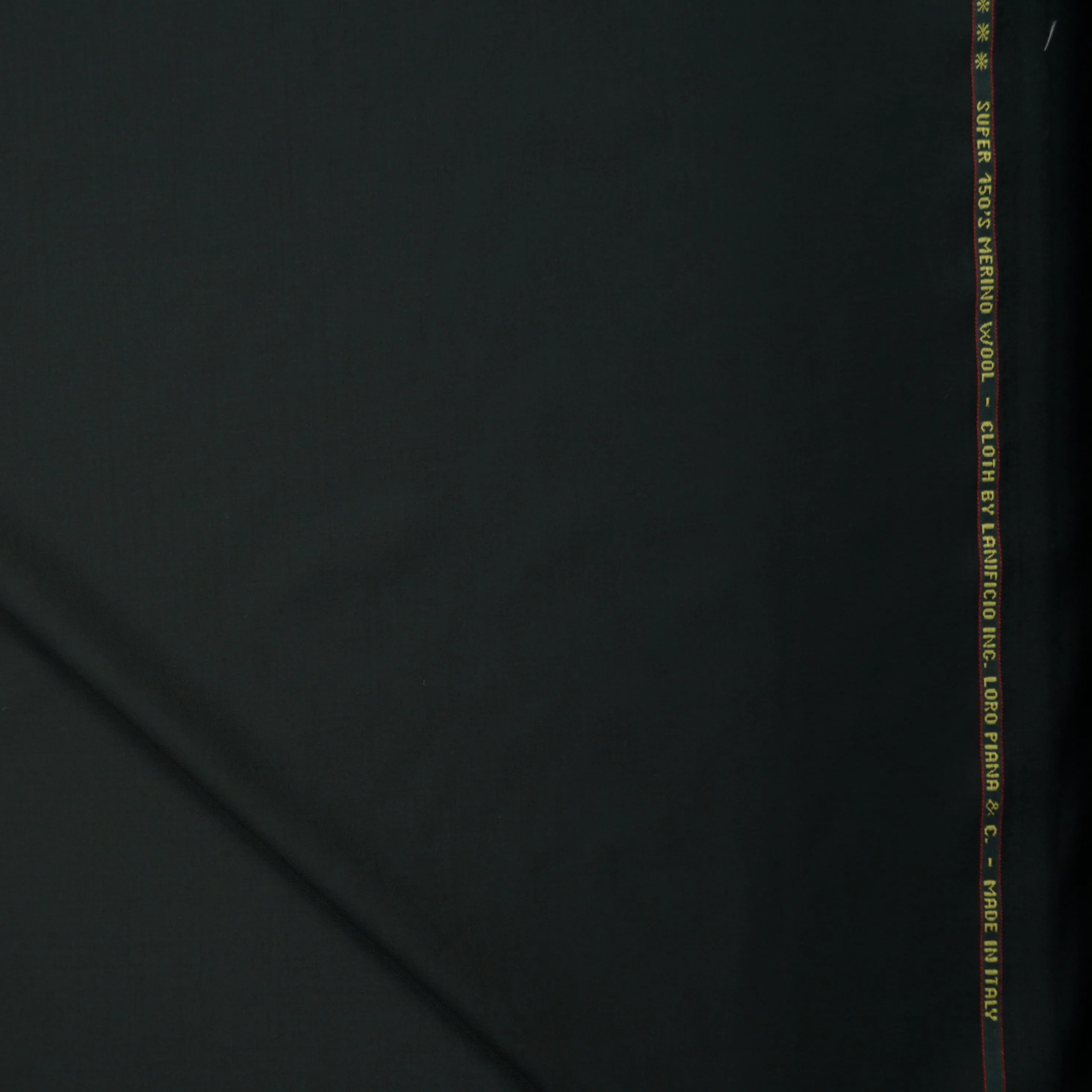 Black Solid Plain Loro Piana Australis Wool Super 150's Fabric