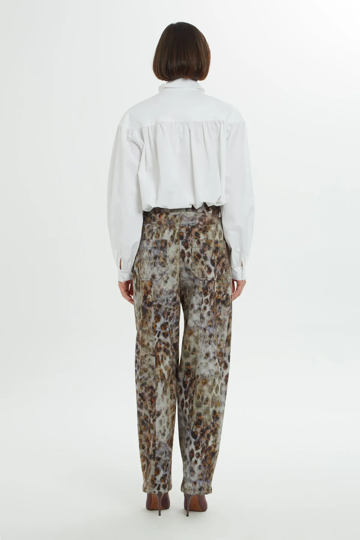 Brown Relaxed Fit Leopard Print Pants