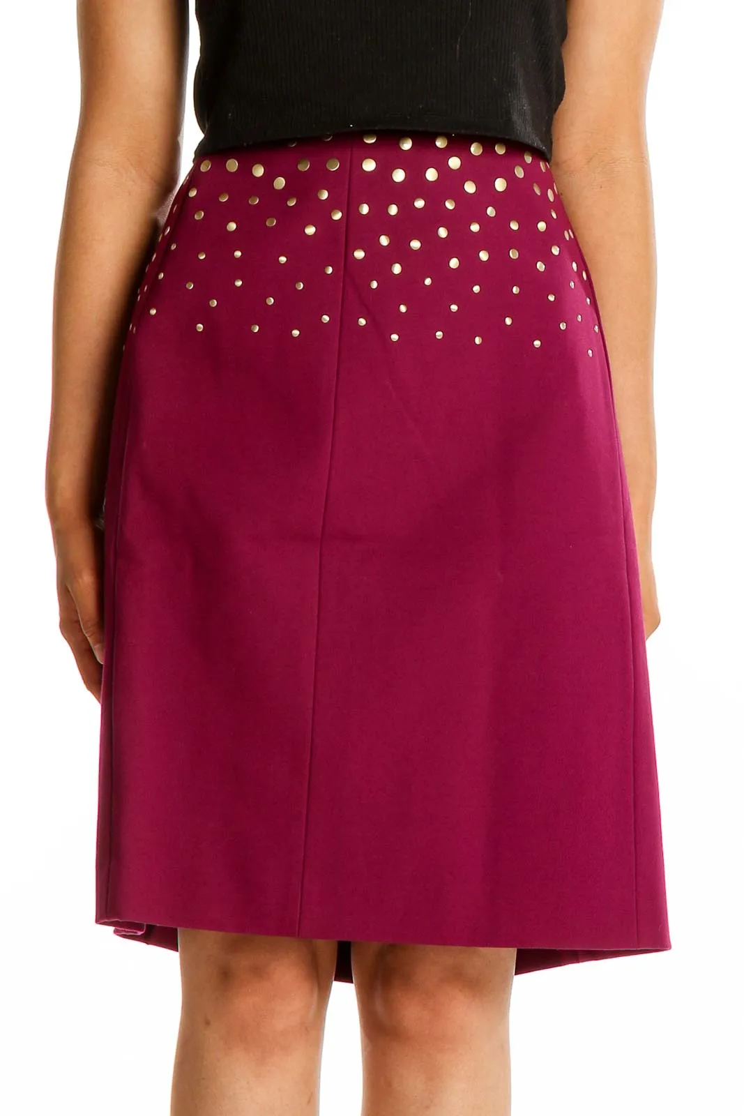 Burgundy Polka Dot A-Line Skirt