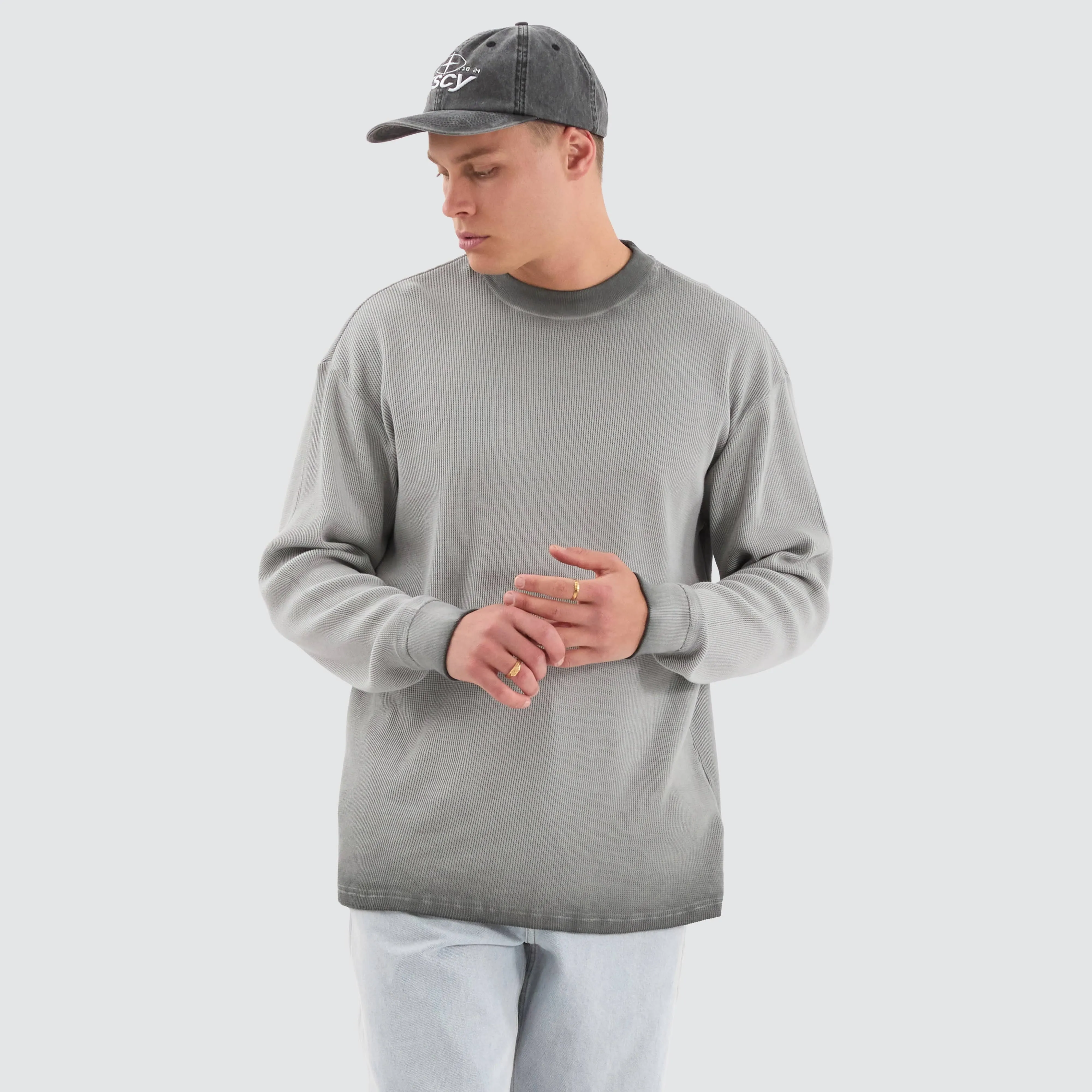 Calne Relaxed Long Sleeve Tee Grey Wash