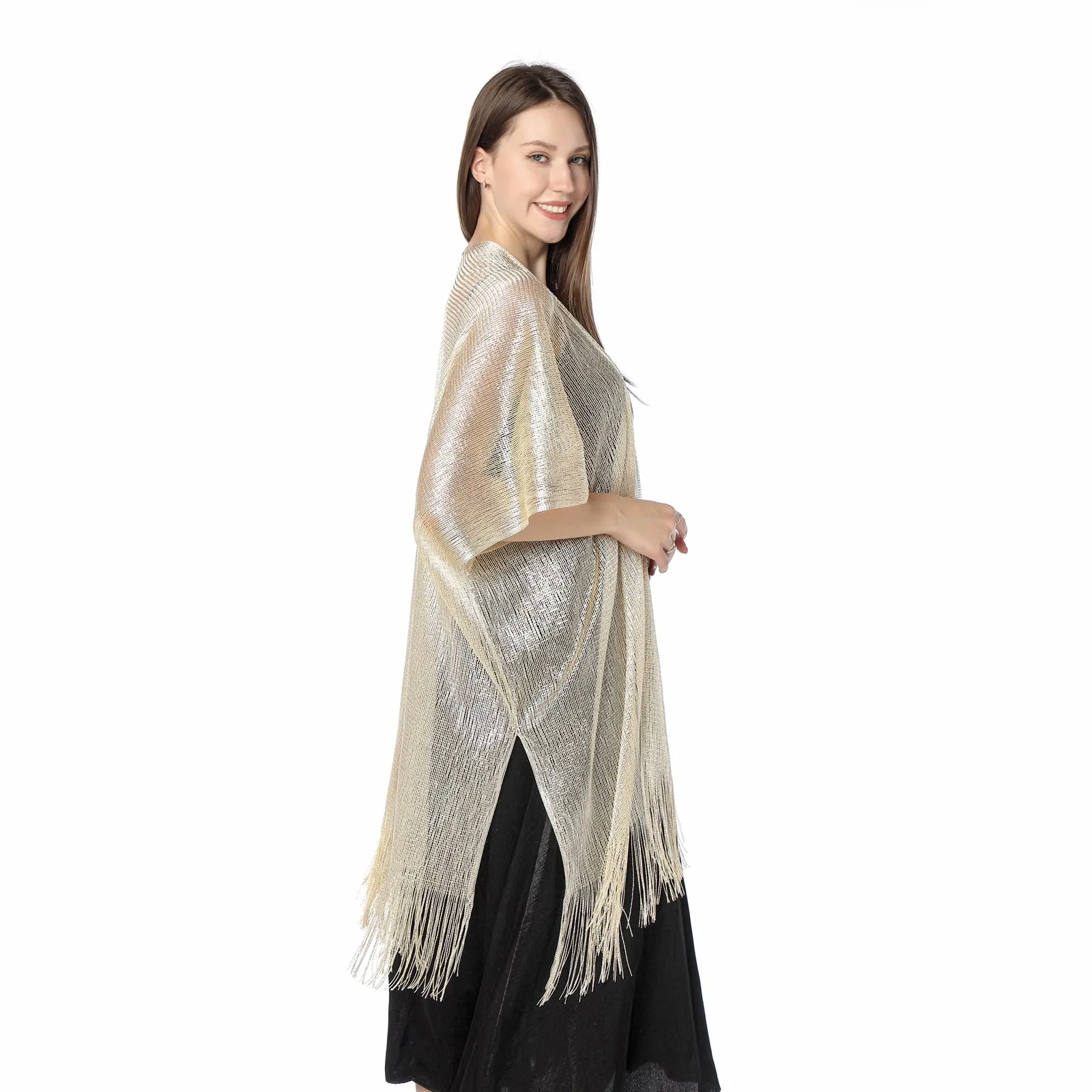 Champagne Gold Shimmer Sparkly Kimono Style Cardigan
