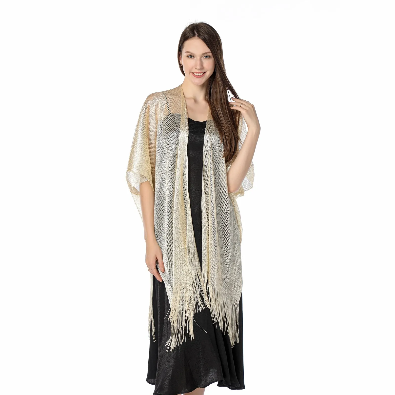 Champagne Gold Shimmer Sparkly Kimono Style Cardigan