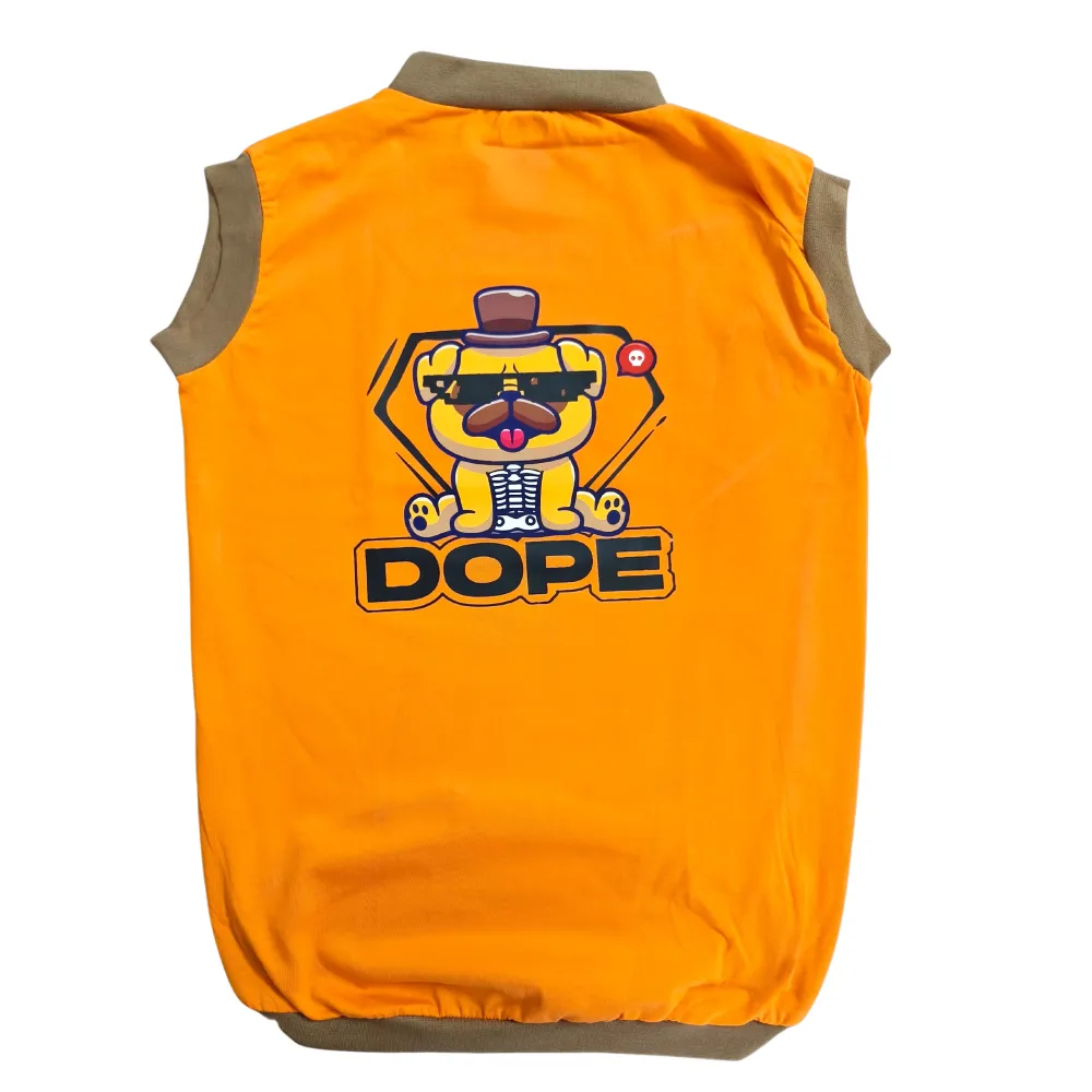 Cheeku Dope Graphic Cotton T Shirt for Dogs and Cats (Orange)