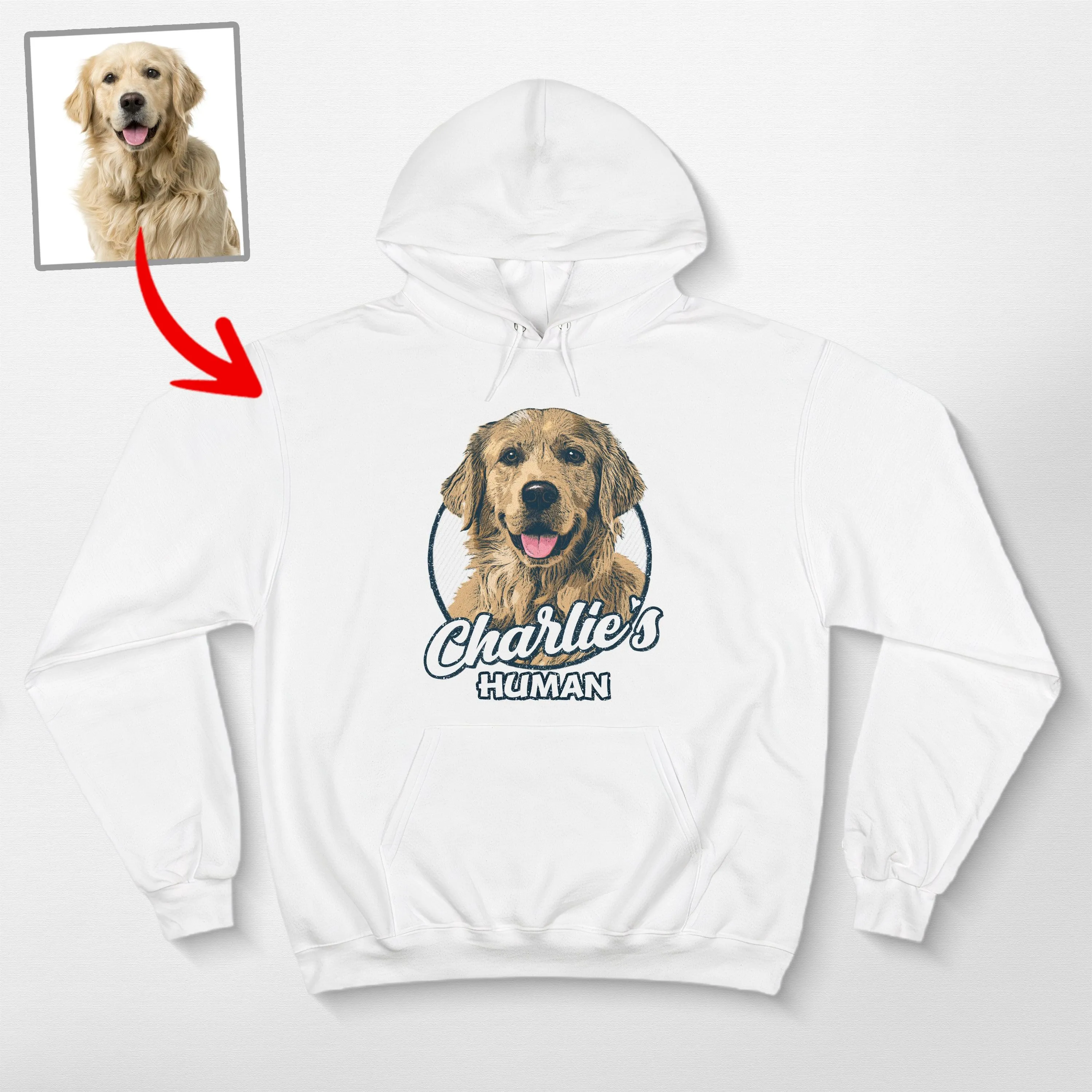 Custom Dog Portrait Champion Hoodie for Dog Moms, Dads, and Lovers