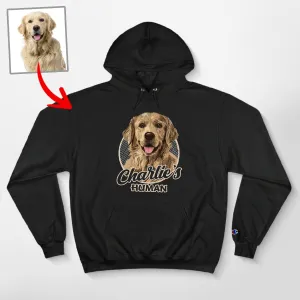 Custom Dog Portrait Champion Hoodie for Dog Moms, Dads, and Lovers