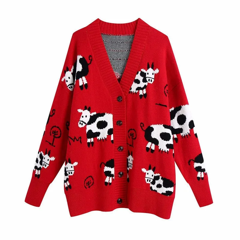 Cute Red Cow Sweater