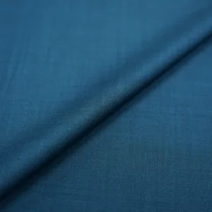 Deep Teal Solid Plain Weave Dormeuil Sustainable Wool Millennial Fabric