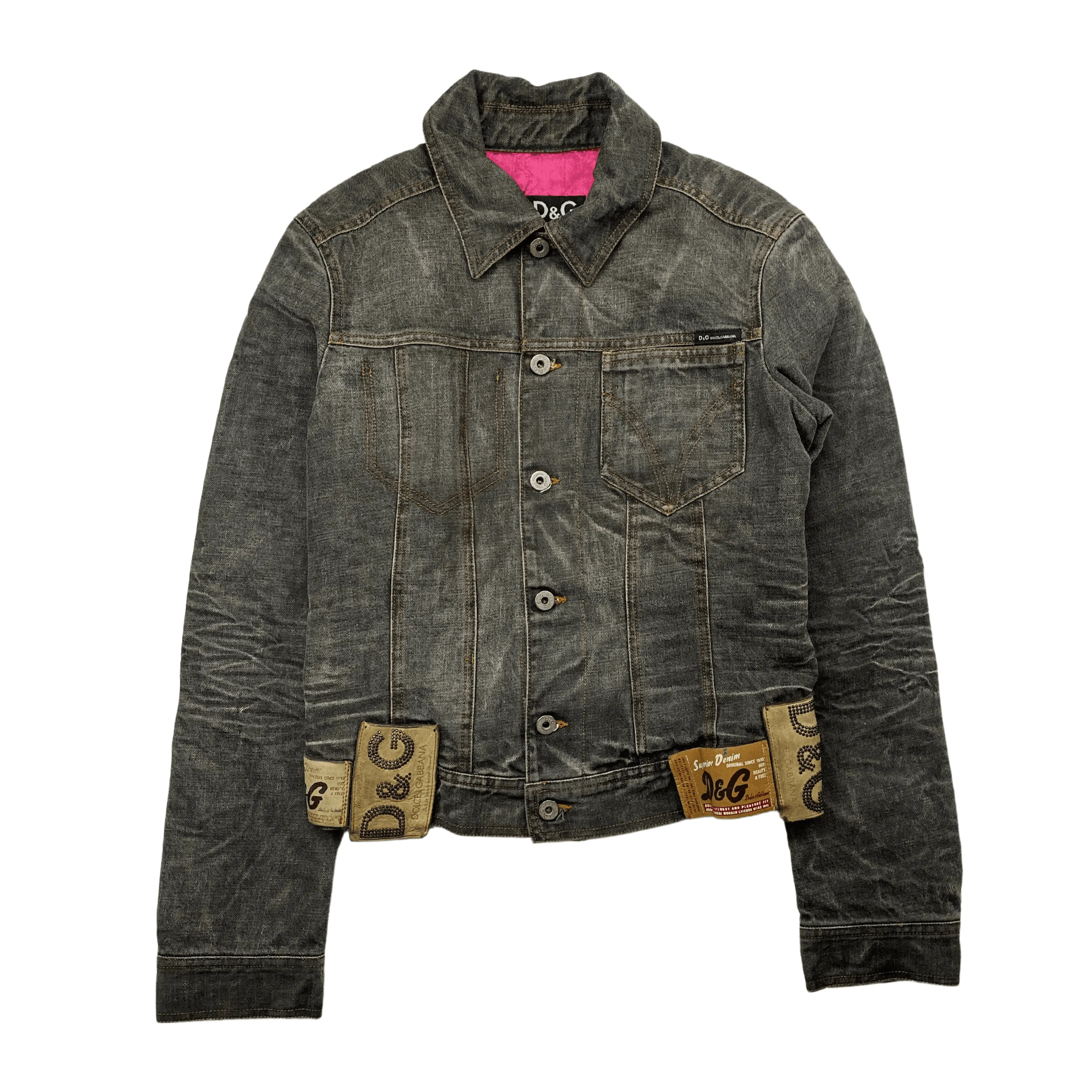 DOLCE AND GABBANA LEATHER PATCH DENIM (S)