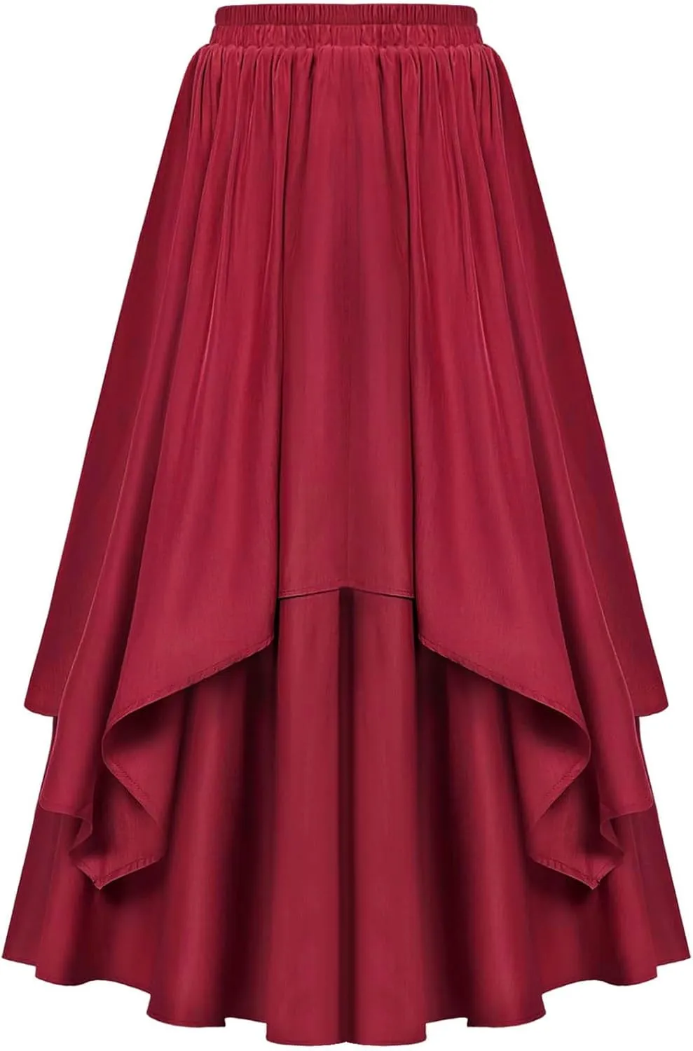 Double Layered Long Skirt for Women Trendy Asymmetrical Ruffle A Line Skirts Vintage High Waisted Long Skirt