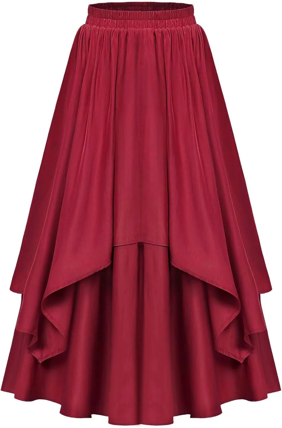 Double Layered Long Skirt for Women Trendy Asymmetrical Ruffle A Line Skirts Vintage High Waisted Long Skirt