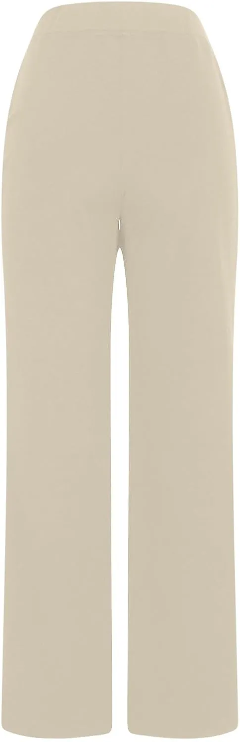 Dress Pants for Women Casual High Waisted Business Stretch Work Trouser Solid Elasticated Waist Bootcut Suit Pant with Pocket