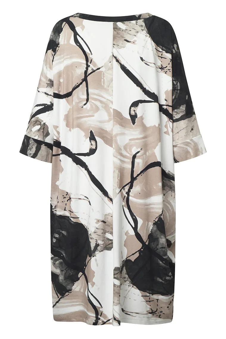 Elsewhere Brush Print V-neck Tunic
