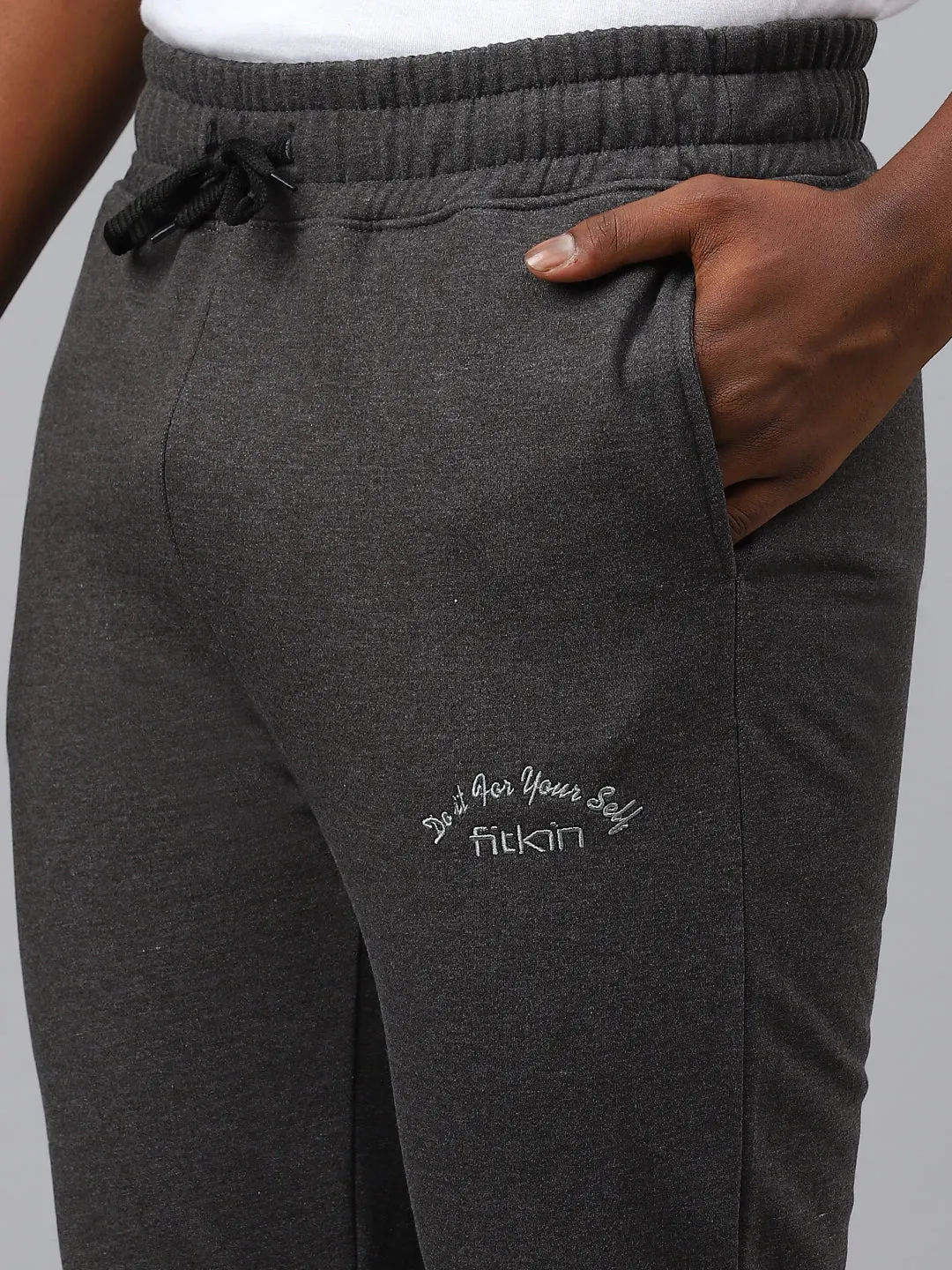Fitkin Men Grey Regular Fleece Jogger
