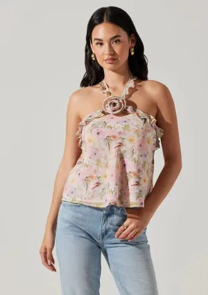 floral rosette halter top
