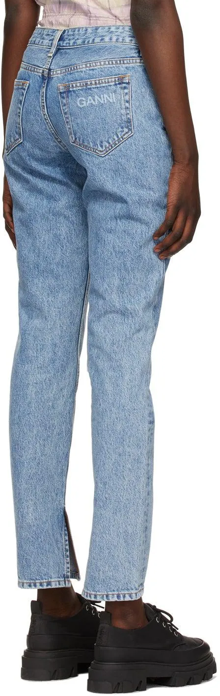 GANNI Blue Denim Classic Mid-Waist Slim Jeans