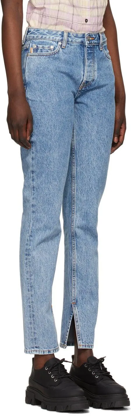 GANNI Blue Denim Classic Mid-Waist Slim Jeans