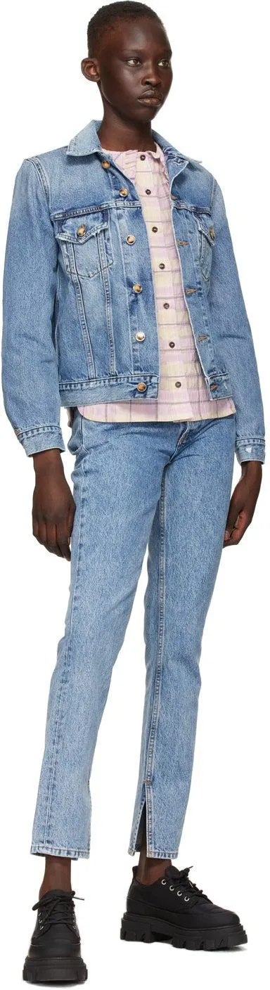 GANNI Blue Denim Classic Mid-Waist Slim Jeans