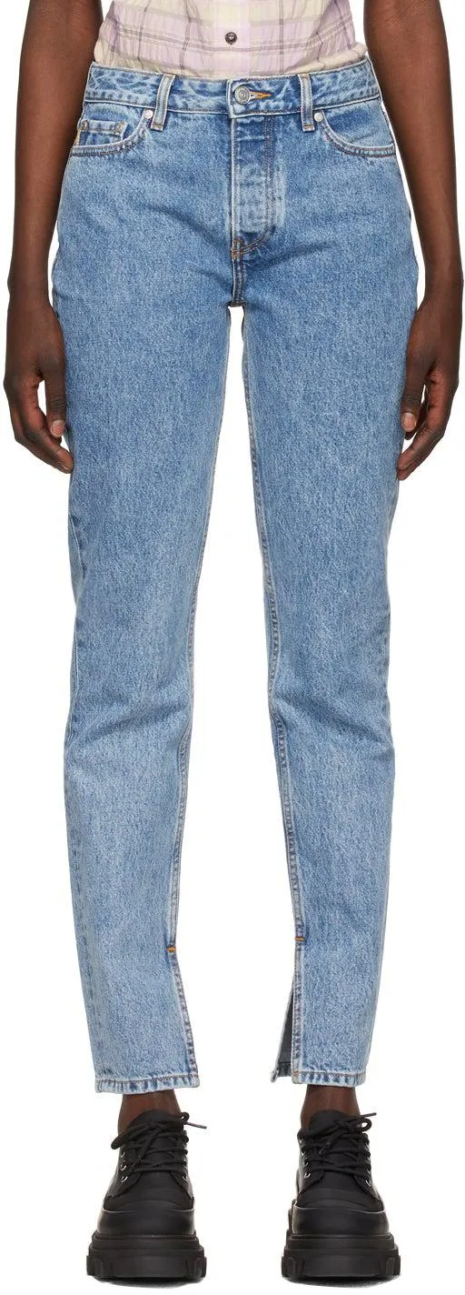 GANNI Blue Denim Classic Mid-Waist Slim Jeans