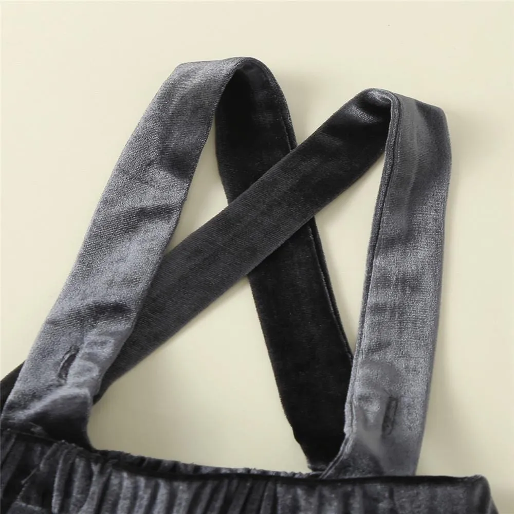 Girls Long Sleeve Solid Tops&Overall Skirt Wholesale Baby Girl Clothes