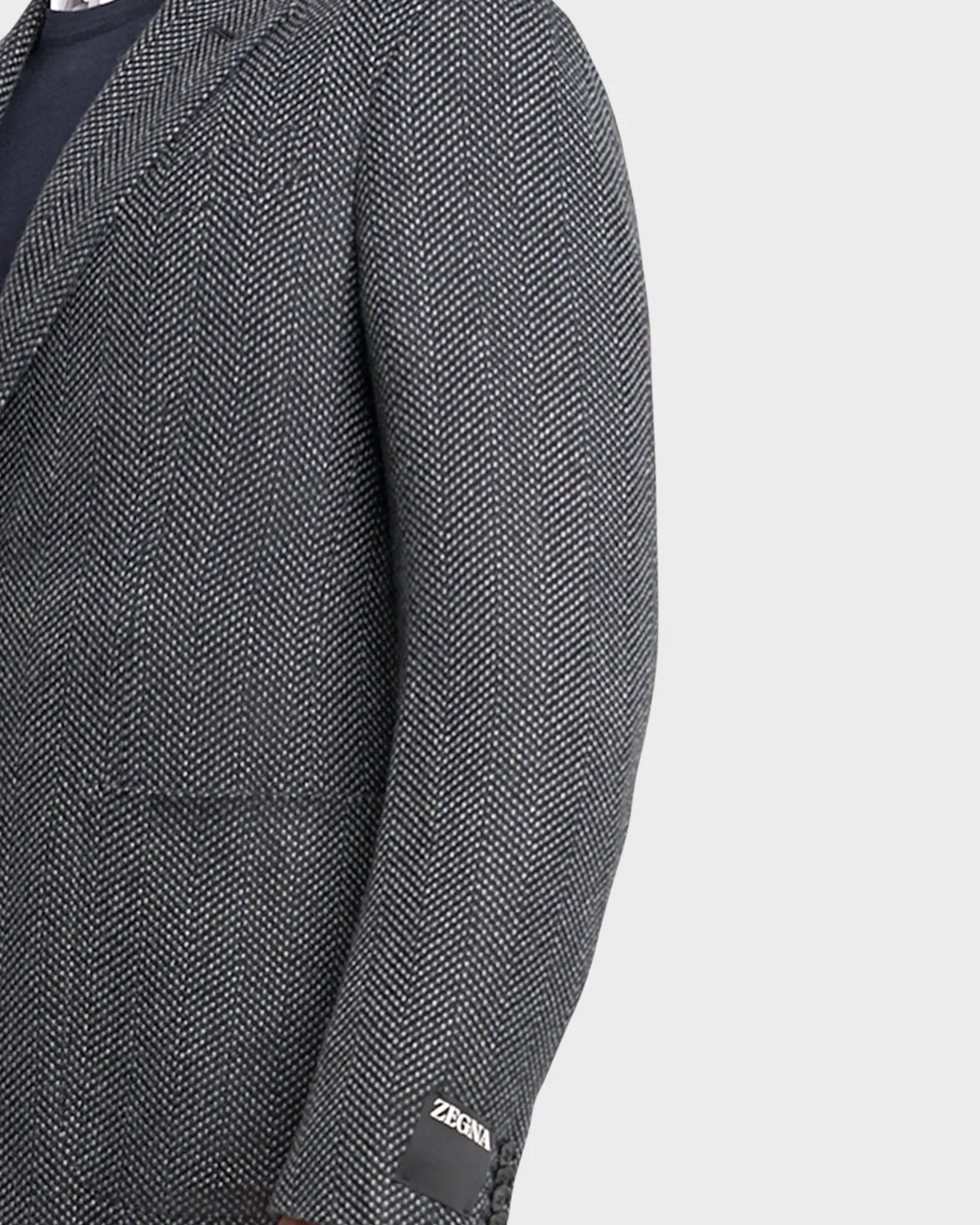 Grey And Navy Chevron Pattern Cashmere Sports Jacket