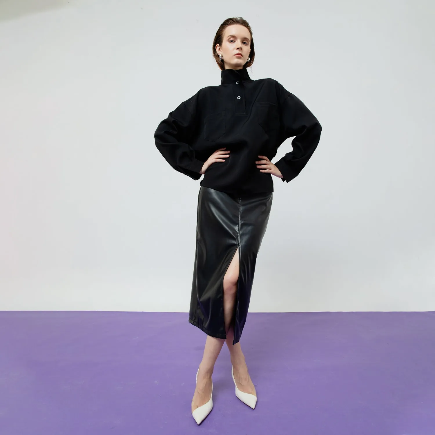 Gwen Turtleneck Top in Black