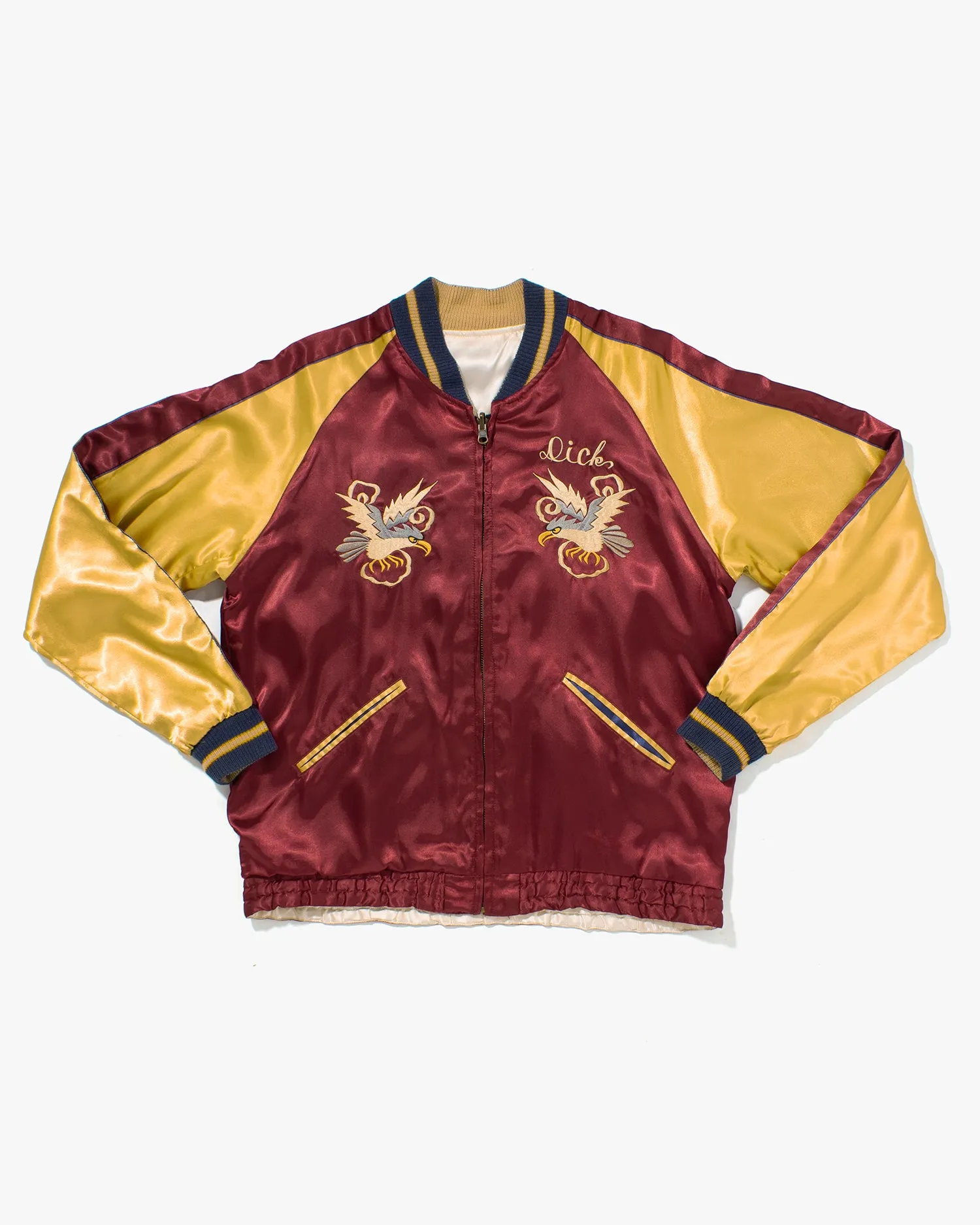 Japanese Repro Souvenir Jacket, Reversible, White with Japan Map - L