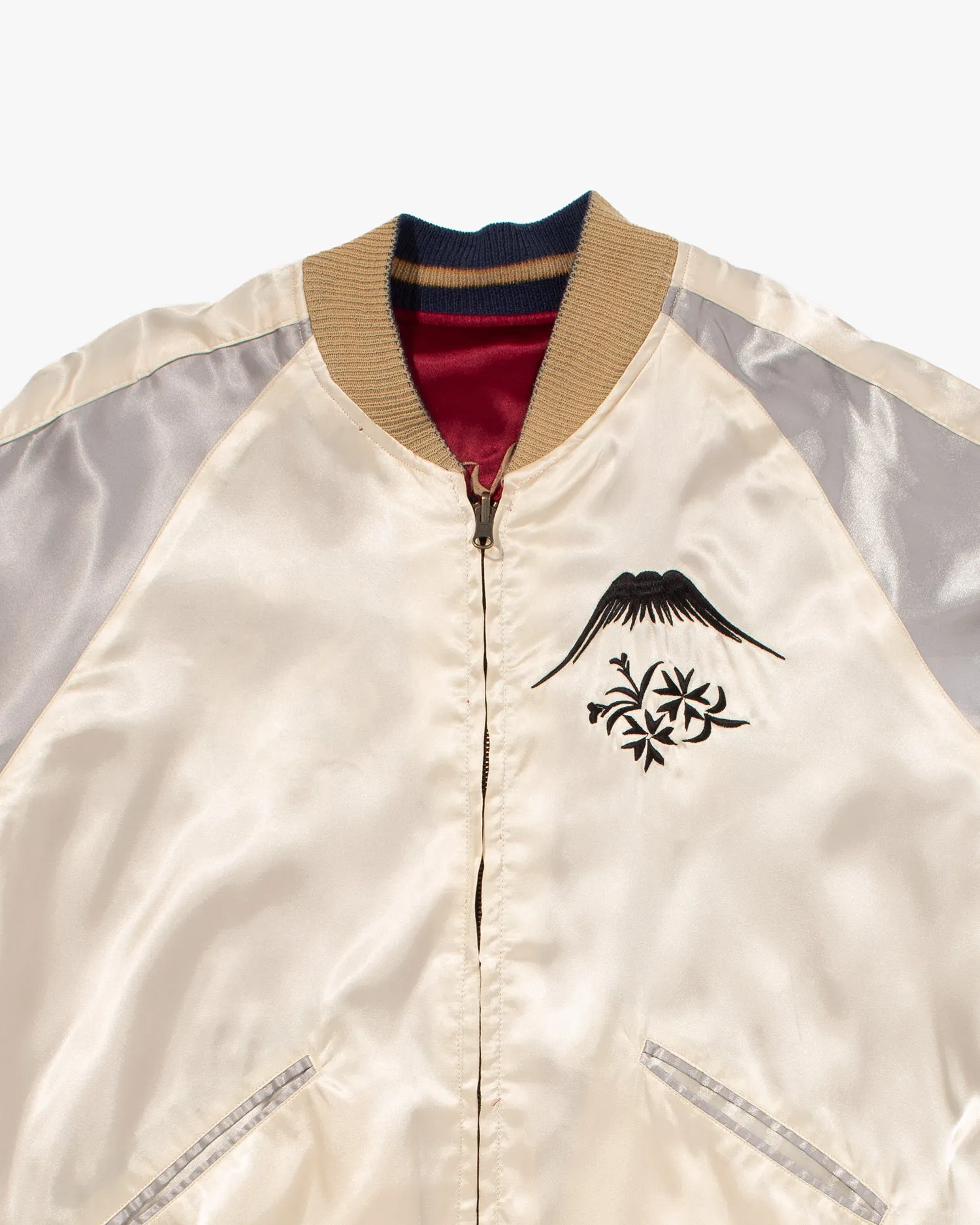 Japanese Repro Souvenir Jacket, Reversible, White with Japan Map - L