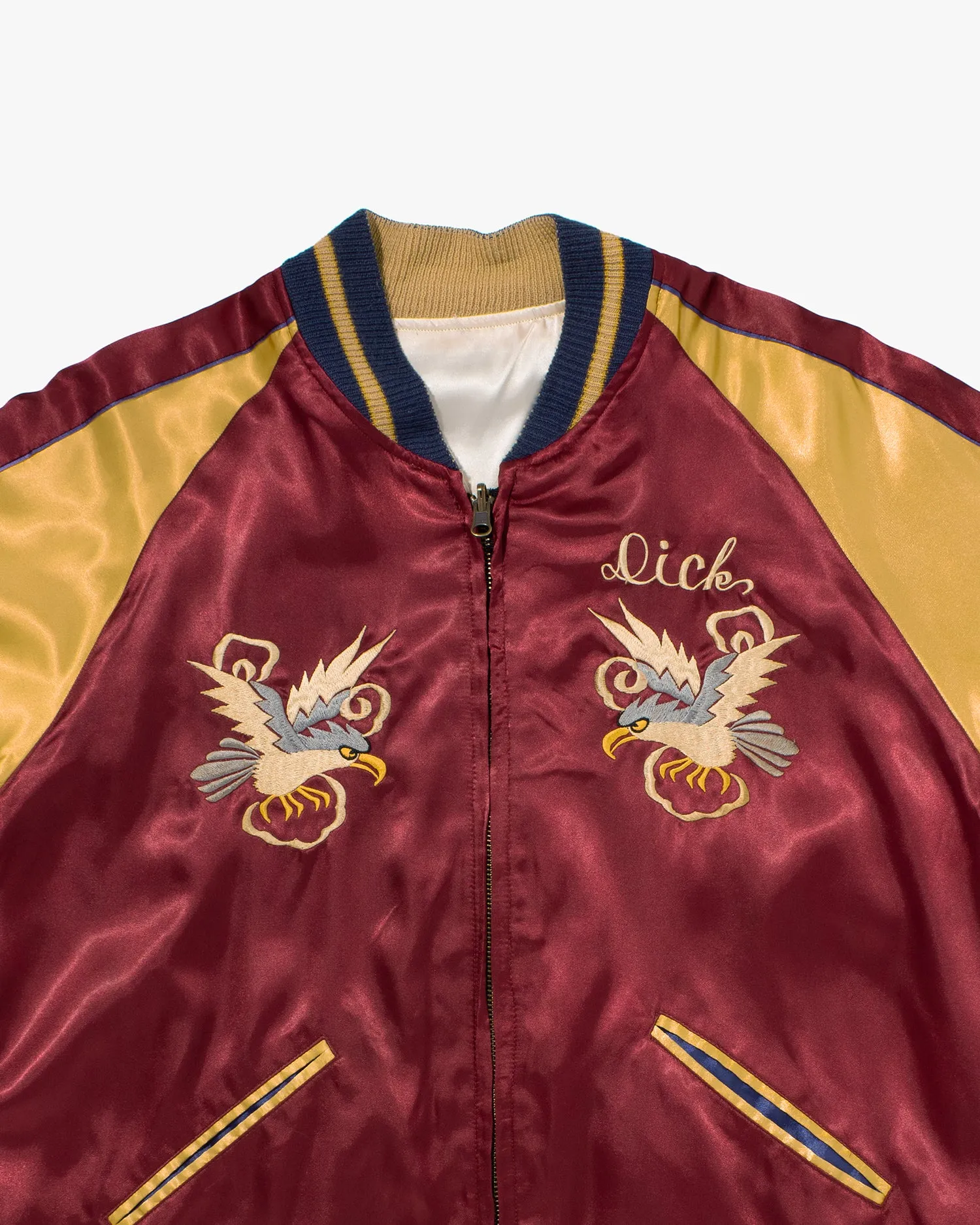 Japanese Repro Souvenir Jacket, Reversible, White with Japan Map - L