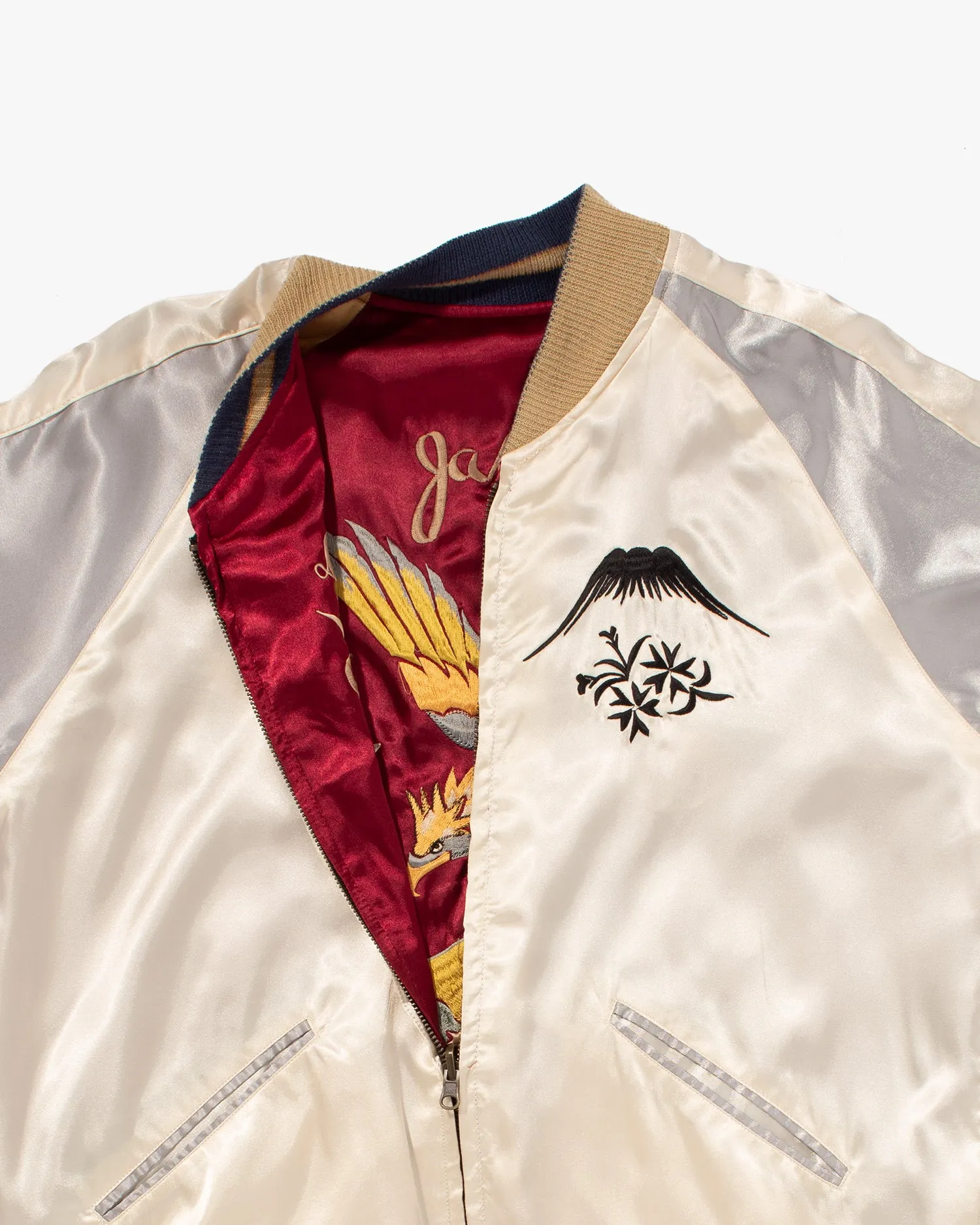 Japanese Repro Souvenir Jacket, Reversible, White with Japan Map - L