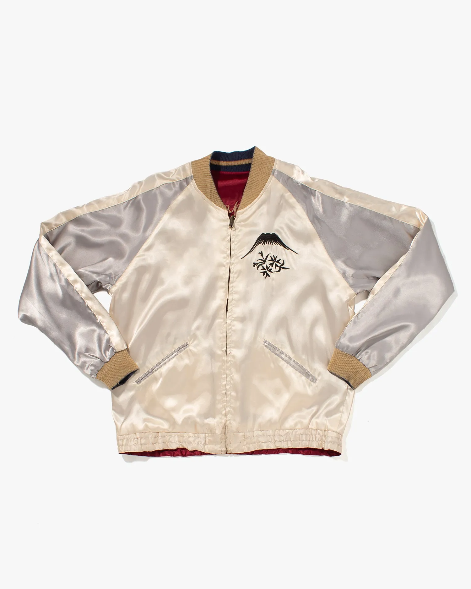 Japanese Repro Souvenir Jacket, Reversible, White with Japan Map - L