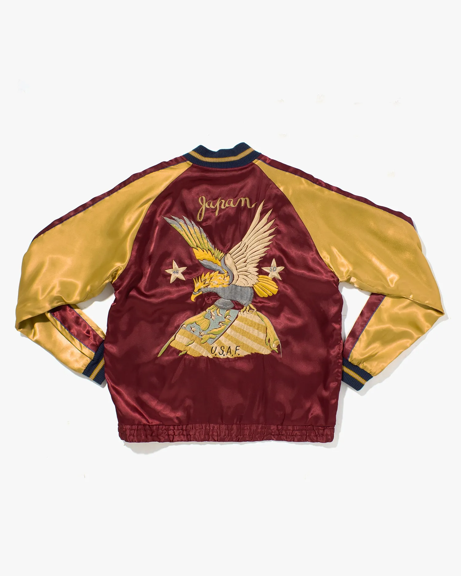 Japanese Repro Souvenir Jacket, Reversible, White with Japan Map - L