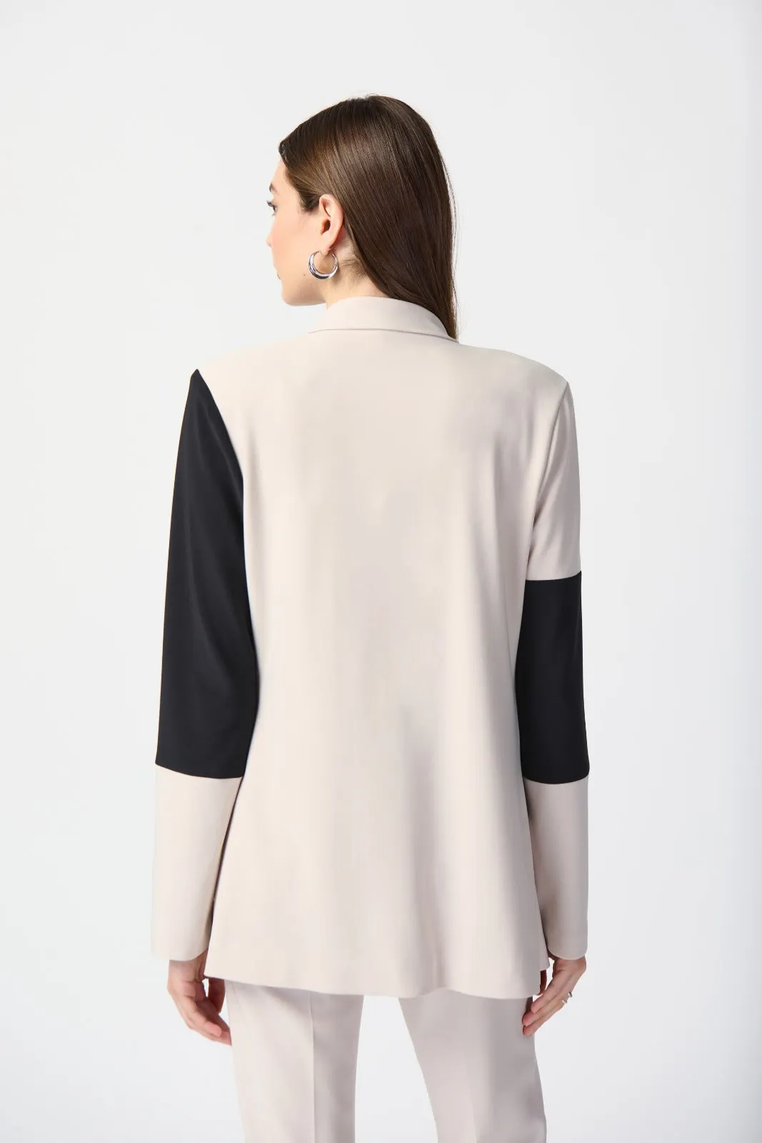 Joseph Ribkoff Moonstone/Black Color Block Straight Blazer Style 241298