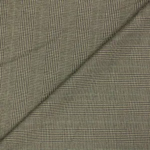 Khaki and Black Plaid Wool Suiting Fabric