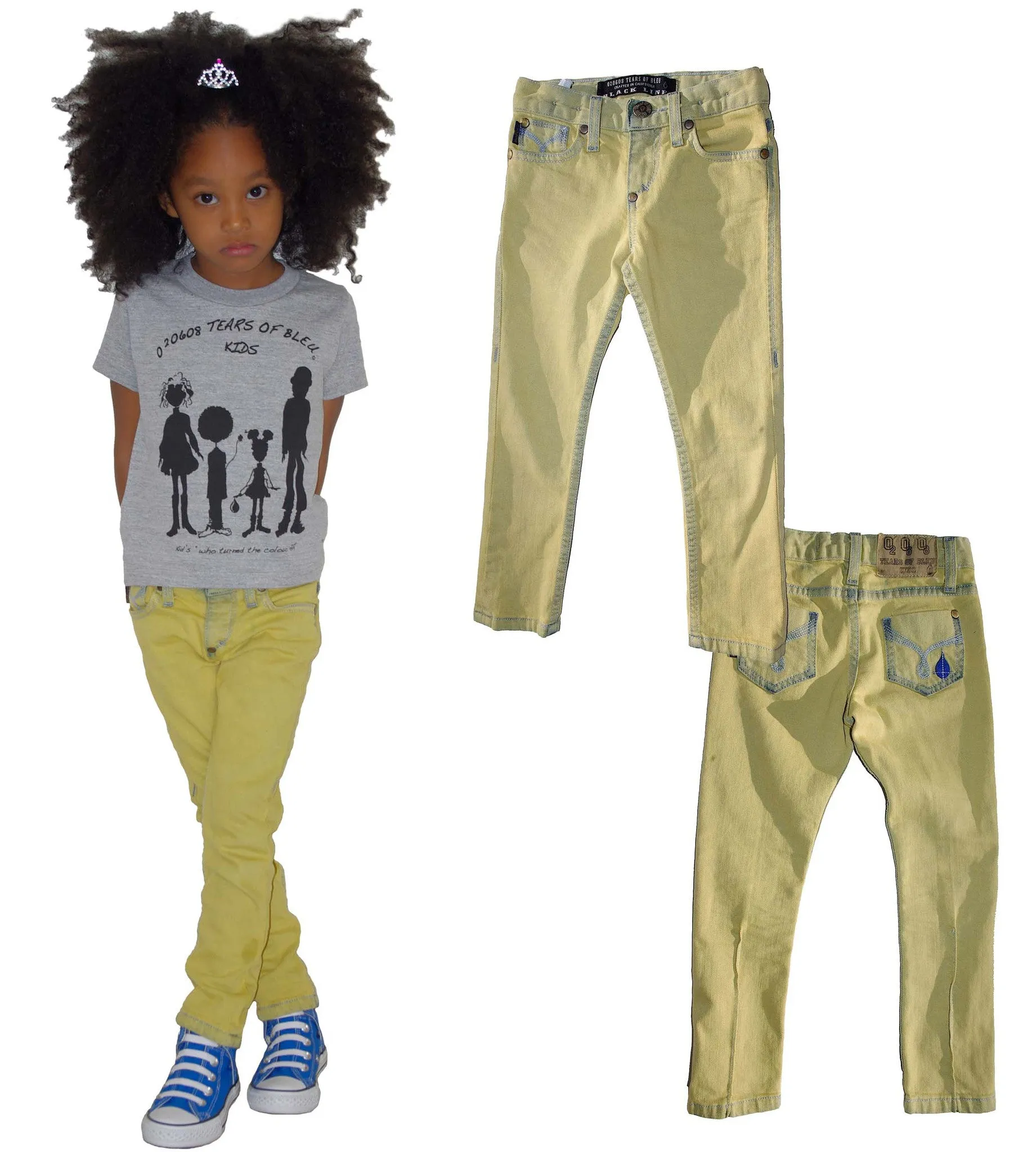 Kids Slim Skinny Jean Unisex - Yellow