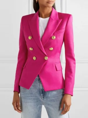 Lapel Collar Long Sleeve Blazer - Multiple Color Options