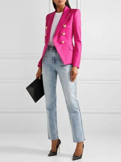 Lapel Collar Long Sleeve Blazer - Multiple Color Options
