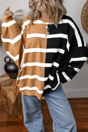 LeAnna Oversized Contrast Printed Drop Shoulder Top