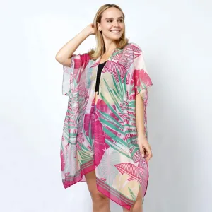 Lightweight Leaves Print Kimono