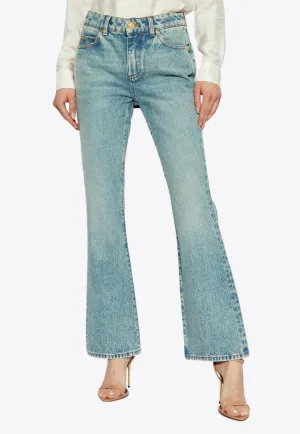 Logo Embroidered Flared Jeans