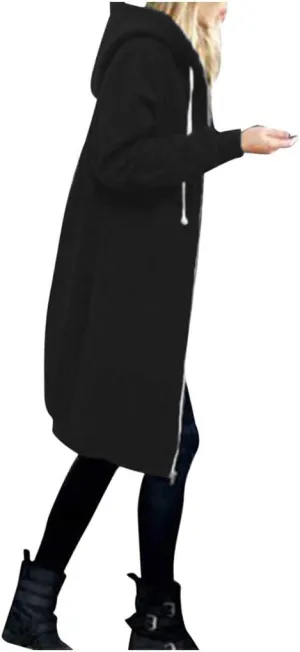 Long Coat Zipper Jacket Hoodies Sweatshirt Tops Women Outwear Warm Women's Coat Jackets Polyester