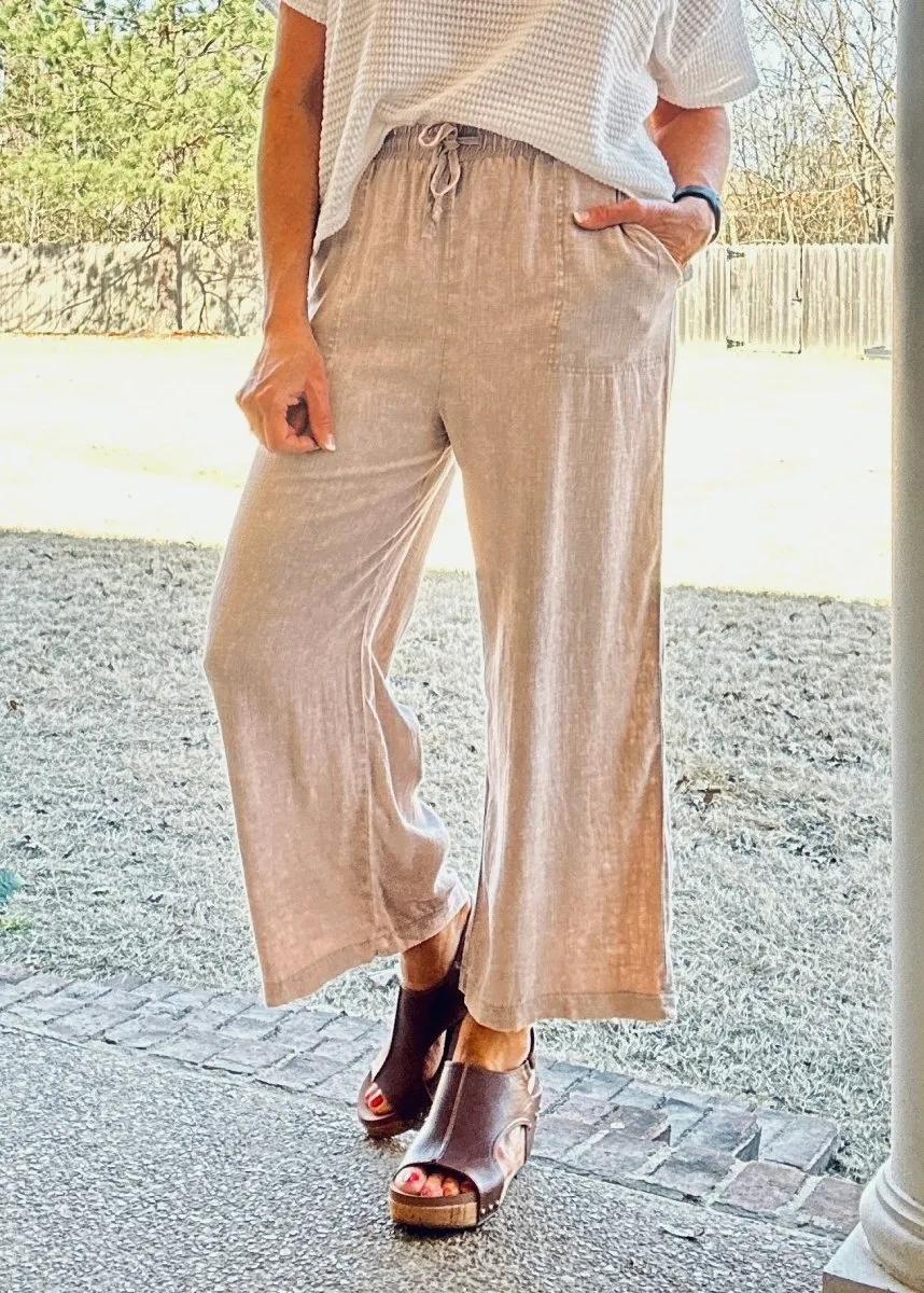 Lucinda Acid Wash Pants - Ash Mocha