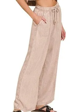 Lucinda Acid Wash Pants - Ash Mocha